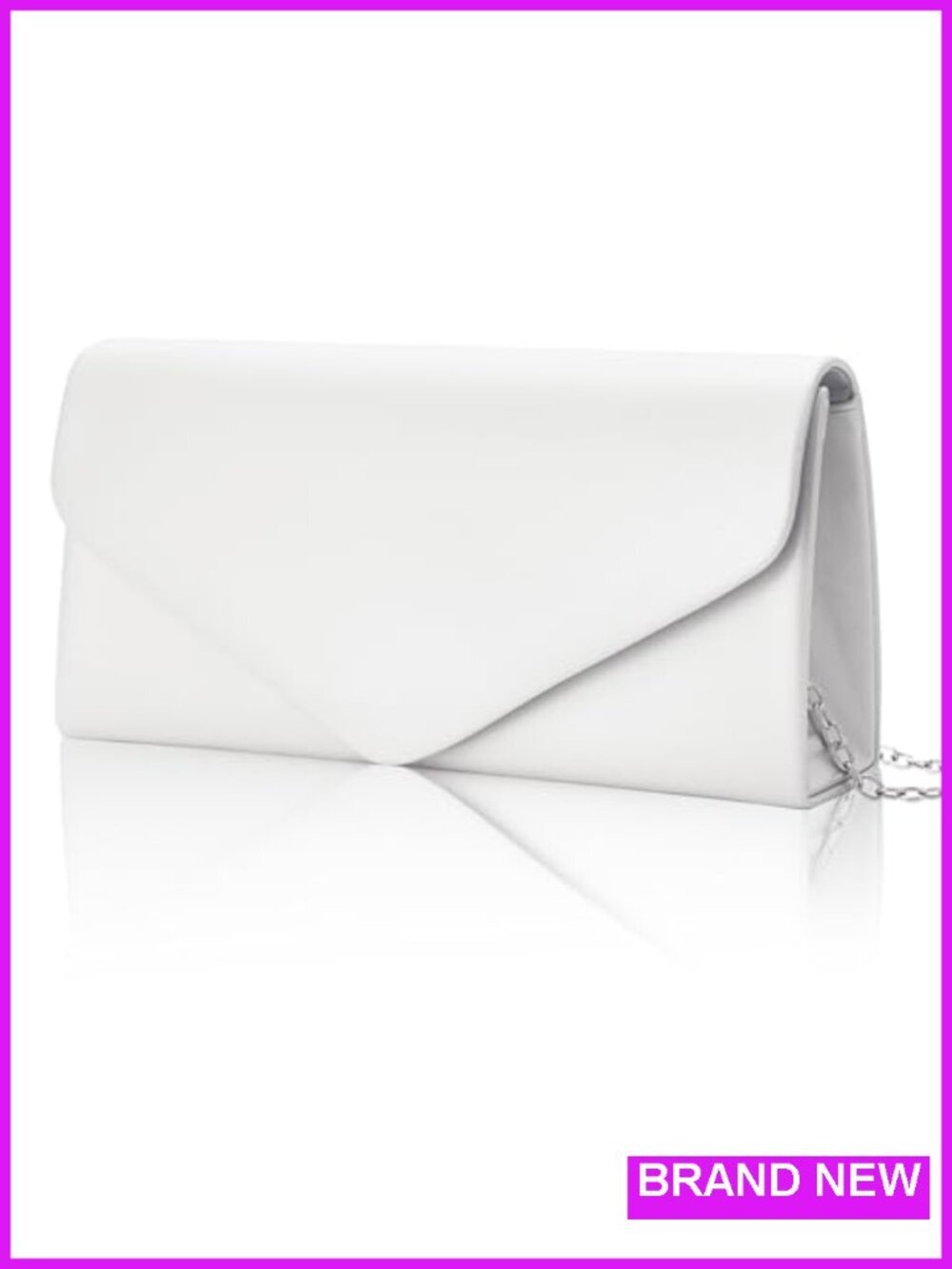 Envelope Clutch Purse, Vegan Leather Evening Bag with Chain Strap, Cocktail